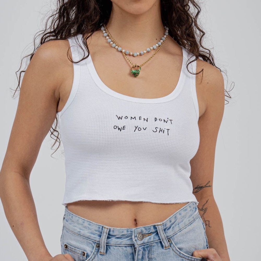 CHNGE White Graphic Crop Tank Top